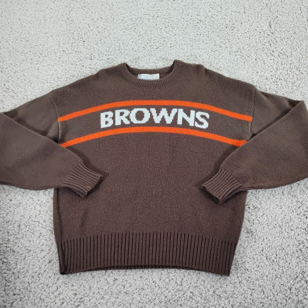 Vintage Cleveland Browns Sweater Mens XL Cliff Engle Wool Football USA NFL 80s